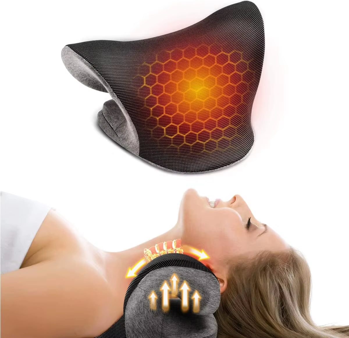 Phenitech Heated Neck Stretcher, Portable Cordless Neck Shoulder Cervical Traction Device Massage Pillow with Graphene Heating