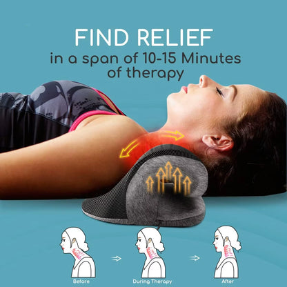 Phenitech Heated Neck Stretcher, Portable Cordless Neck Shoulder Cervical Traction Device Massage Pillow with Graphene Heating